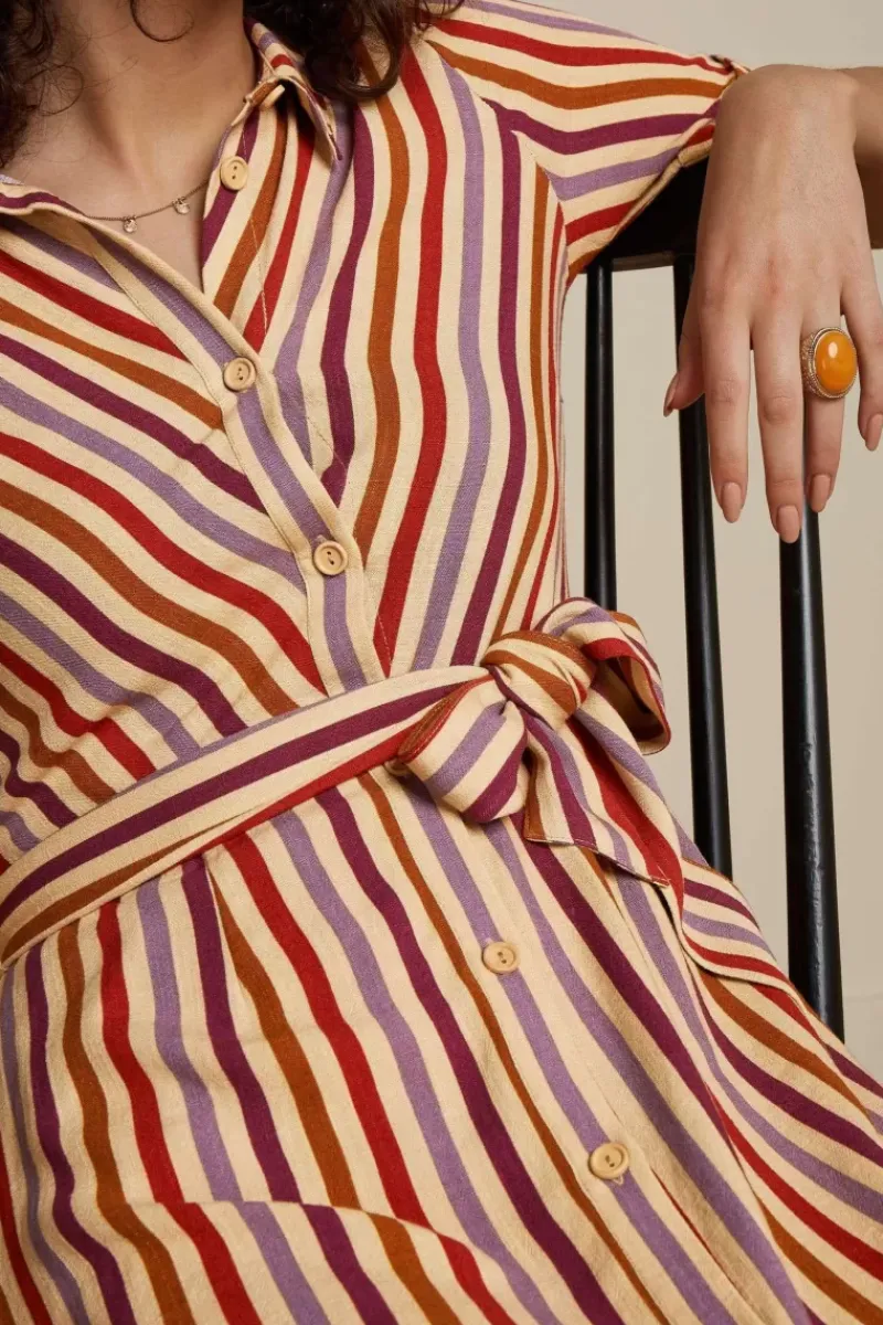 King Louie Jurken<Rosie Dress Cassava Stripe Marzipan
