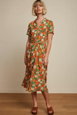 King Louie Jurken<Rosie Midi Dress Keylime Spicy Orange