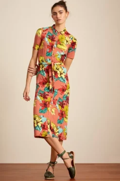 King Louie Jurken<Rosie Slim Fit Dress Paraiso Apricot Pink