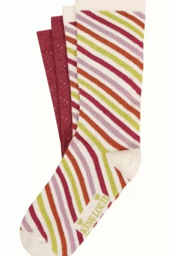 King Louie Vintage Accessoires<Socks 2-Pack Cassava Stripe Cherise Red