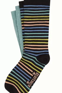 King Louie Vintage Accessoires<Socks 2-Pack Mariani Stripe Spar Green