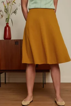 King Louie Rokken<Sofia Midi Skirt Milano Crepe Golden Brown
