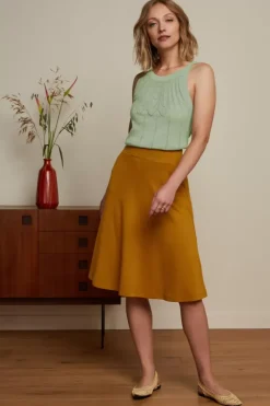 King Louie Rokken<Sofia Midi Skirt Milano Crepe Golden Brown