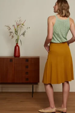 King Louie Rokken<Sofia Midi Skirt Milano Crepe Golden Brown