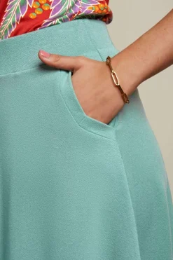 King Louie Rokken<Sofia Midi Skirt Milano Crepe Dusty Turquoise
