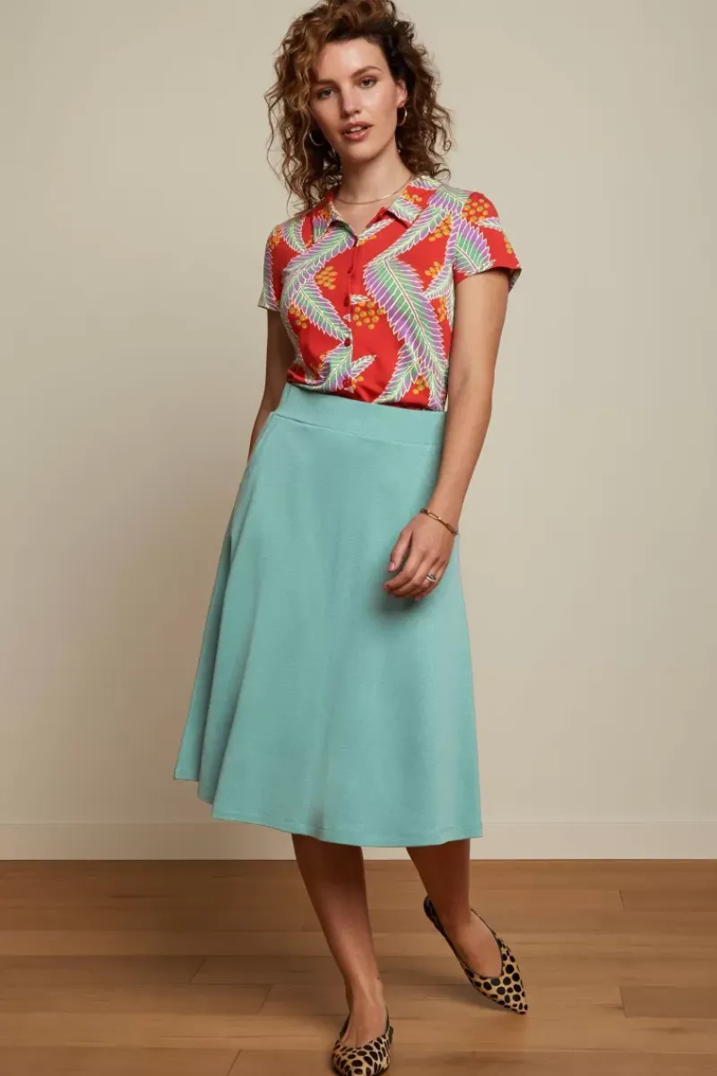 King Louie Rokken<Sofia Midi Skirt Milano Crepe Dusty Turquoise