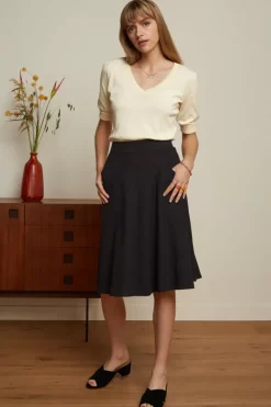 King Louie Rokken<Sofia Midi Skirt Milano Crepe Black
