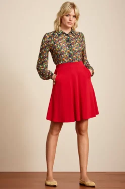 King Louie Rokken<Sofia Skirt Milano Crepe Jalapeno Red