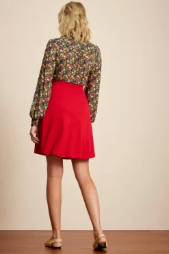 King Louie Rokken<Sofia Skirt Milano Crepe Jalapeno Red