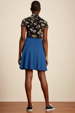 King Louie Rokken<Sofia Skirt Milano Crepe Blue Dawn