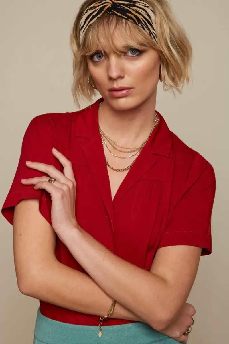 King Louie Blouses<Tex Blouse Burla Cherry Red