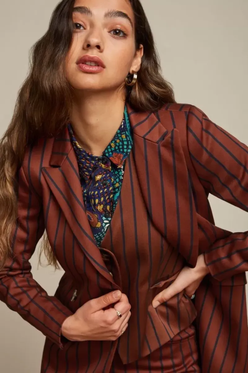 King Louie Jassen & Blazers<Tina Blazer Cubano Stripe Patina Brown