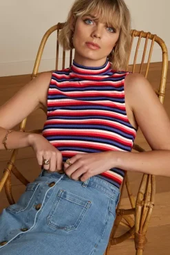 King Louie Tops & Shirts<Turtle Top Ocra Stripe Poppy Red