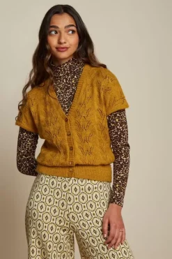 King Louie Vesten<V Button Top Farfalle Sunset Yellow