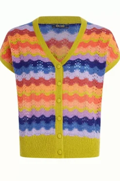 King Louie Vesten<V Button Top Pellegrini Peach Pink