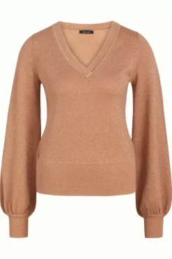 King Louie Truien<V Neck Bell Sleeve Top Lapis Dusty Coral