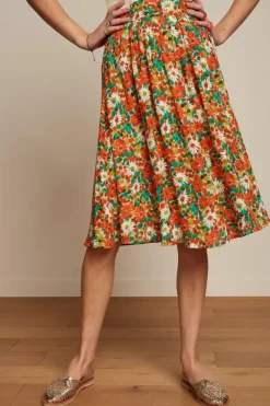 King Louie Rokken<Valeria Skirt Keylime Spicy Orange