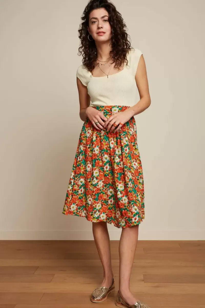 King Louie Rokken<Valeria Skirt Keylime Spicy Orange