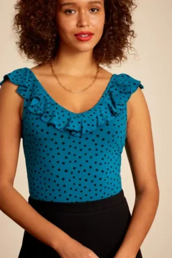 King Louie Tops & Shirts<Vicky Ruffle Top Farola Bay Blue