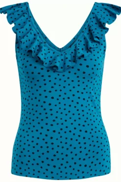 King Louie Tops & Shirts<Vicky Ruffle Top Farola Bay Blue